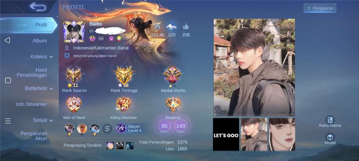 Jual akun ml 